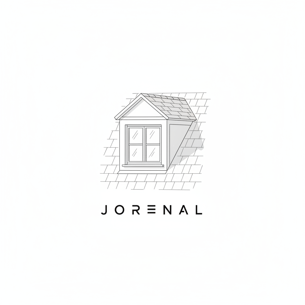 Line art illustration of a dormer window