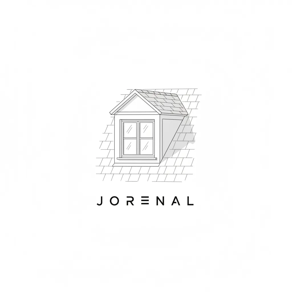 Line art illustration of a dormer window