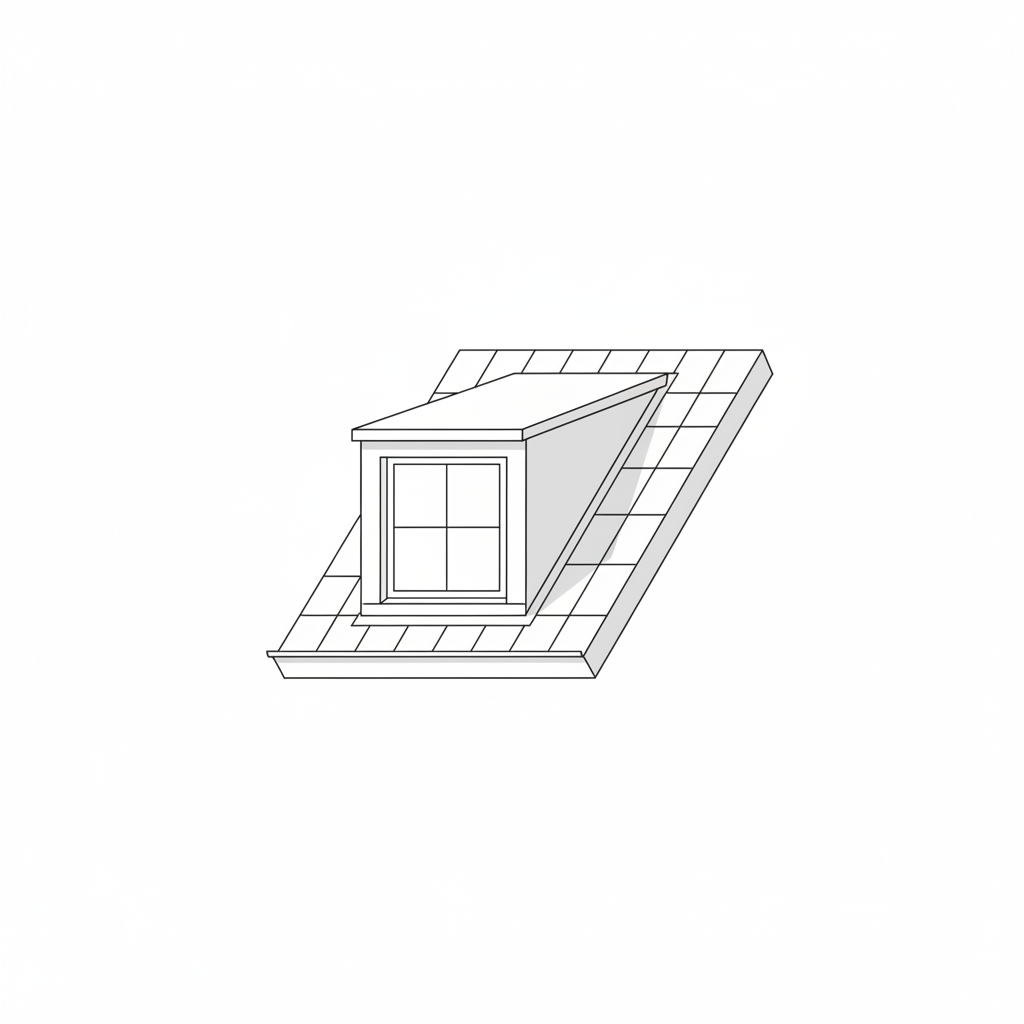 Minimalist line art illustration of a dormer window