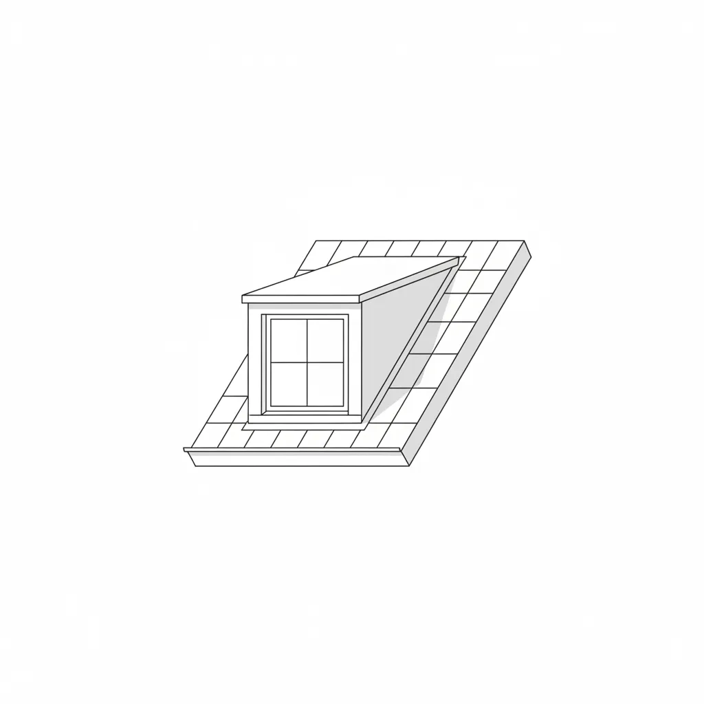 Minimalist line art illustration of a dormer window